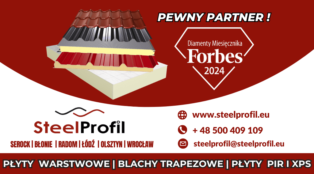 Logo firmy Steelprofil, producenta konstrukcji stalowych