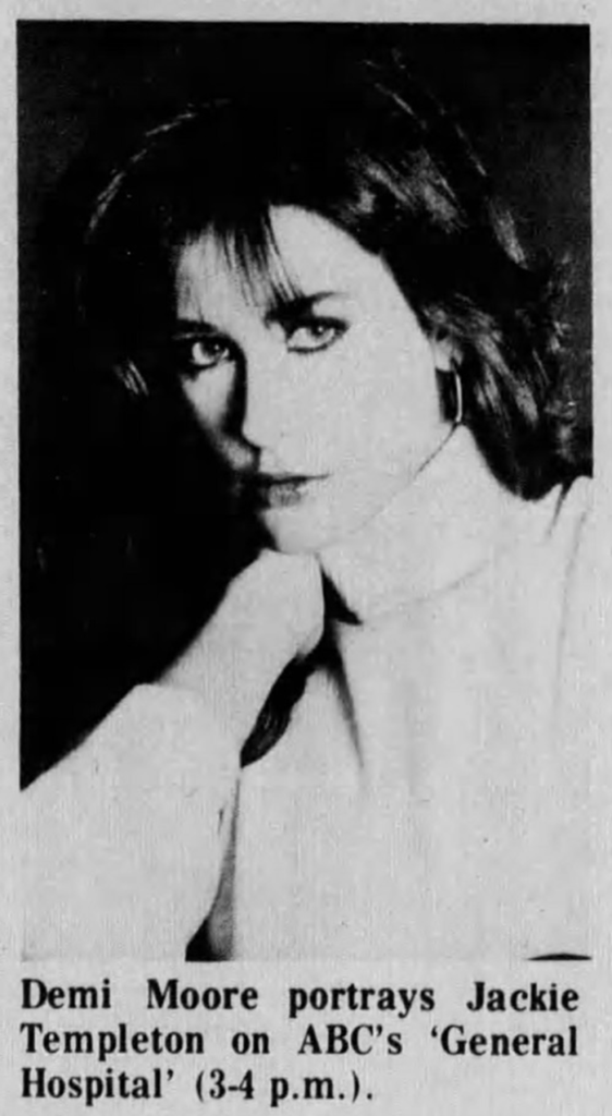 Demi Moore w młodości: dzieciństwo, początki kariery i droga na szczyt demi moore w młodości Demi Moore w młodości na wycinku prasowym z 1982 roku jako Jackie Templeton w serialu General Hospital
