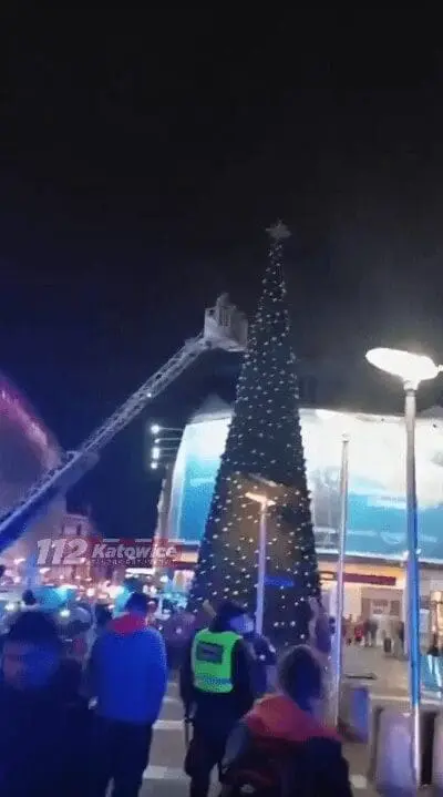 Mężczyzna na choince w Katowicach. Nietypowa interwencja służb