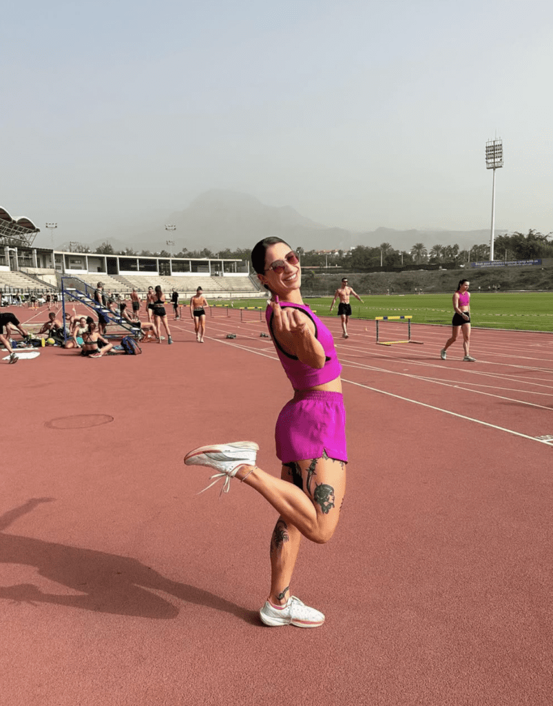Ewa Swoboda podczas zawodów lekkoatletycznych