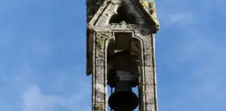 Bił nad miastem od pokoleń, zniknął w nocy. Zuchwała kradzież dzwonu z zamku w Płotach Stara kamienna dzwonnica z dzwonem na tle nieba