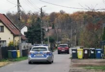 Radiowóz polskiej policji zaparkowany przy ulicy (zdjęcie ilustracyjne)